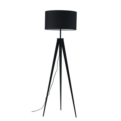 Ibis floor lamp in metal and fabric lampshade (1XE27)-I-IBIS-PT BLACK