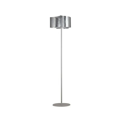 Lámpara de pie Imagine en cristal curvado con estructura de aluminio-I-IMAGINE-PT SIL