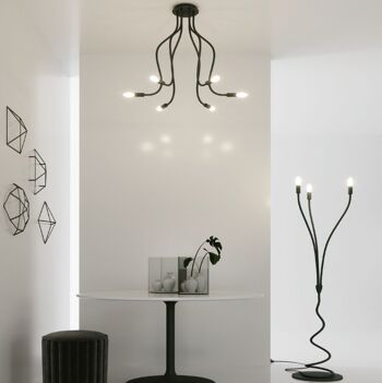 Lampadaire Lover en métal flexible recouvert de silicone noir ou blanc (3XE14)-I-LOVER-PT3-BCO 2