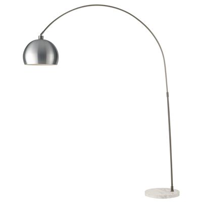 Lámpara de pie Plaza en acero, difusor de aluminio o acrílico blanco y pie de mármol (1XE27)-I-PLAZA/PT NIK