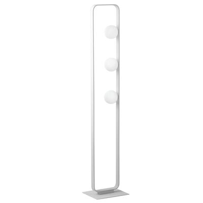 Lámpara de pie Roxy con estructura de aluminio gofrado blanco y difusores de cristal blanco satinado (3XG9)-I-ROXY-PT3
