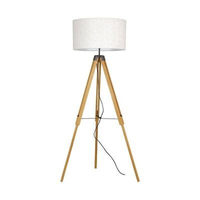 Studios floor lamp with honey oak wooden easel and white fabric lampshade (1XE27)-I-STUDIOS/PT