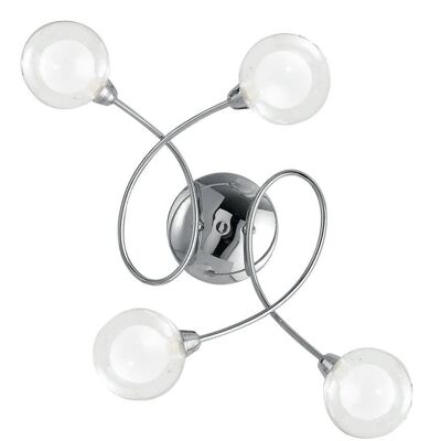 Blog ceiling lamp in chromed metal with transparent external glass and opal white internal glass-I-BLOG-PL4