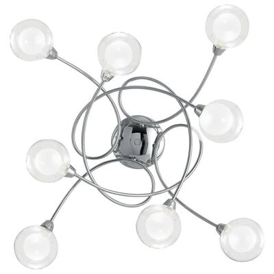 Blog ceiling lamp in chromed metal with transparent external glass and opal white internal glass-I-BLOG-PL8