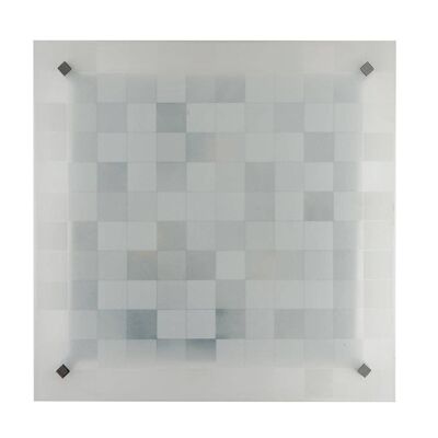 Plafoniera Chanel in vetro bianco satinato con decoro a scacchi-I-CHANEL/PL30