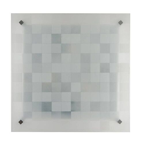 Plafoniera Chanel in vetro bianco satinato con decoro a scacchi-I-CHANEL/PL40