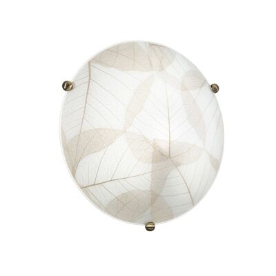 EDEN ceiling lamp in white glass with brown leaf decoration-I-EDEN/PL40