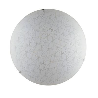 ESAGRAM Plafón de techo en cristal blanco con decoración granalla-I-ESAGRAM-PL50