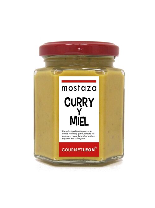Mostaza con curry y miel 160ml. Gourmet Leon
