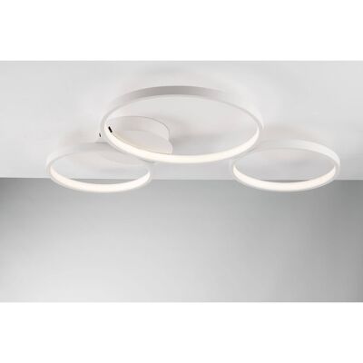 Fredy ceiling lamp with three 40W LED circles, with embossed white aluminum structure, silicone diffuser and internal switch for customizing the color temperature-LED-FREDY-PL3