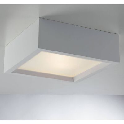 GABRIEL ceiling light in paintable white plaster with glass diffuser (2xE27)-I-GABRIEL/PL25Q