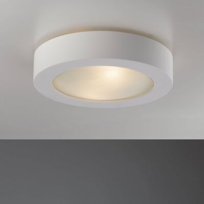 GABRIEL ceiling lamp in paintable white plaster with glass diffuser (2xE27)-I-GABRIEL/PL30R