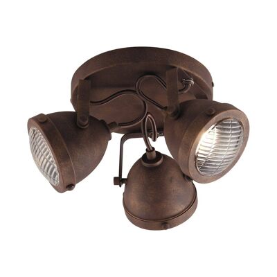HABANA ceiling lamp in rust effect decorated metal with transparent glass diffuser-I-HABANA-PL3