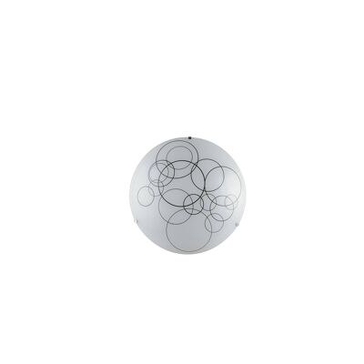KARMA ceiling lamp in glossy white glass with black circles decoration-I-KARMA-PL30