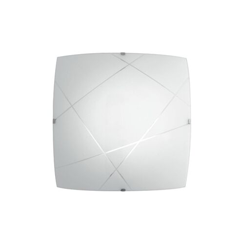 Plafoniera LED ALEXIA in vetro bianco con decoro ad incisione-I-ALEXIA/PL30