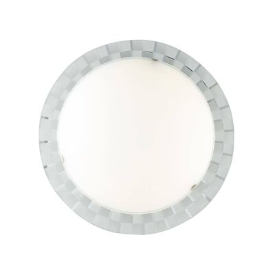 Plafón LED Glamour en cristal blanco con pintura espejo con decoración damero-I-GLAMOUR/PL35R