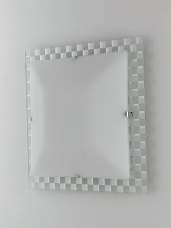Plafonnier LED Glamour en verre blanc avec peintures miroir à décor à carreaux-I-GLAMOUR/PL35Q 1