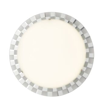 Plafonnier LED Glamour en verre blanc avec peintures miroir à décor à carreaux-I-GLAMOUR/PL45R 1