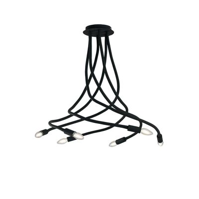 Lámpara de techo Lover en metal flexible. Disponible en varios colores (6xE14)-I-LOVER-6-NERO