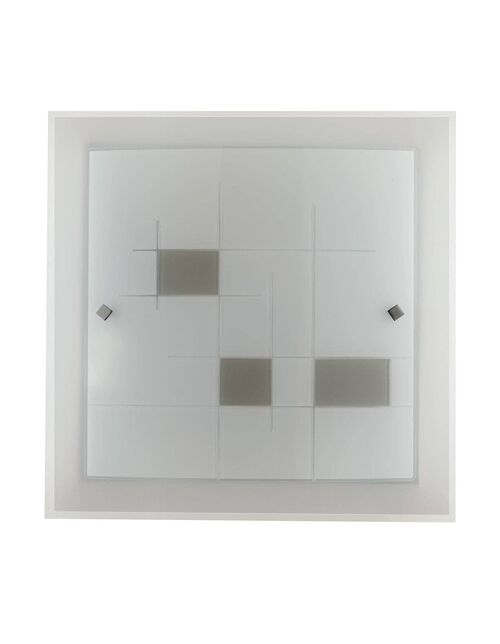 Plafoniera MUSA in vetro bianco con decori tortora (2xE27)-I-MUSA/PL30