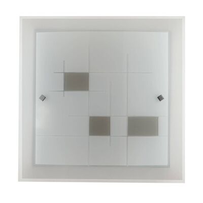 Plafón MUSA de cristal blanco con adornos gris tórtola (2xE27)-I-MUSA/PL30