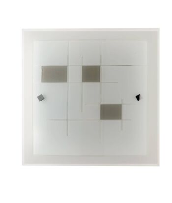 Plafonnier MUSA en verre blanc avec décorations gris tourterelle (2xE27)-I-MUSA/PL40 1