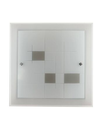 Plafonnier MUSA en verre blanc avec décorations gris tourterelle (2xE27)-I-MUSA/PL40 2