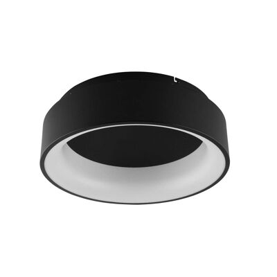 Lámpara de techo Noah con estructura de aluminio gofrado en color blanco, dorado o negro con difusor de silicona e interruptor interno para personalizar la temperatura de color. Disponible en dos tamaños-LED-NOAH-PL45-NER