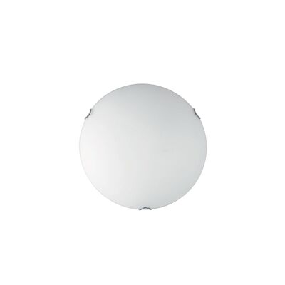 Plafón OBLO en cristal blanco satinado con detalles cromados-I-OBLO/PL30
