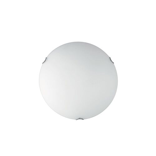 Plafoniera OBLO in vetro bianco satinato con dettagli cromati-I-OBLO/PL40