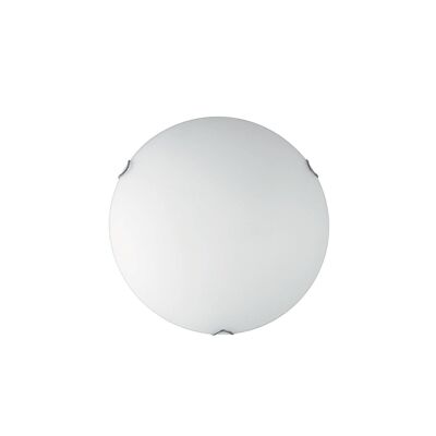 Plafón OBLO en cristal blanco satinado con detalles cromados-I-OBLO/PL40