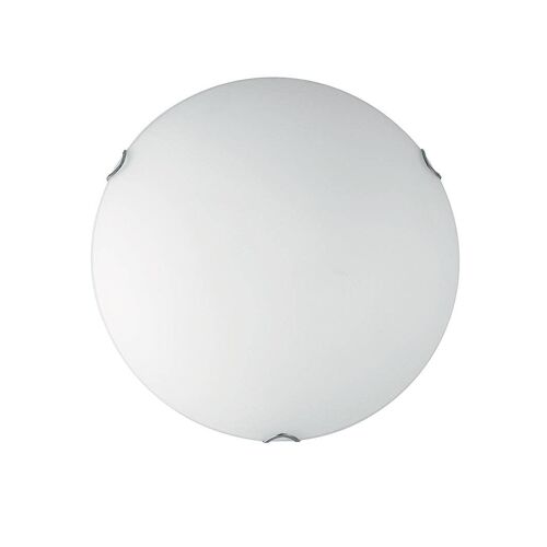 Plafoniera OBLO in vetro bianco satinato con dettagli cromati-I-OBLO/PL50