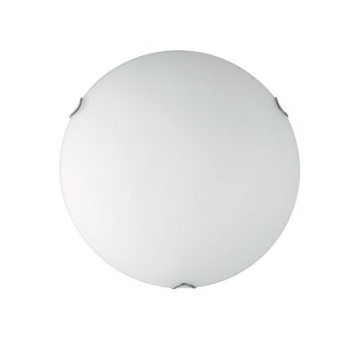 Plafón OBLO en cristal blanco satinado con detalles cromados-I-OBLO/PL50