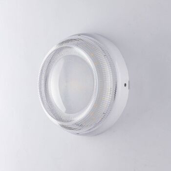 Plafonnier d'extérieur Capri avec LED intégrée, lumière naturelle et diffuseur effet diamant transparent. Disponible en deux tailles-LED-CAPRI-S-BCO 3