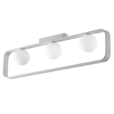 Plafoniera Roxy con struttura in alluminio bianco goffrato e diffusori in vetro bianco satinato (3XG9)-I-ROXY-PL3