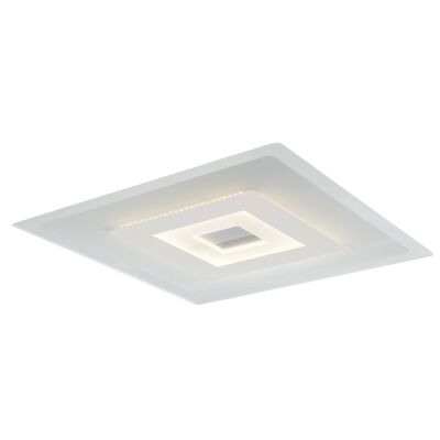 Tresor LED ceiling light 38W in matte white metal and sand colored tempered glass diffuser-LED-TRESOR-PL50