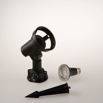 Projecteur orientable noir Grubb pour l'extérieur, avec ampoule LED 15W et piquet inclus-LED-GRUBB-15M 4