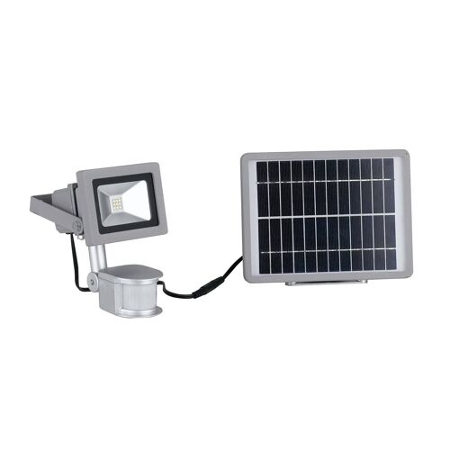 Proiettore per esterni Elios in alluminio silver, con pannello solare incluso e sensore di movimento regolabile integrato-LED-ELIOS-SOLAR
