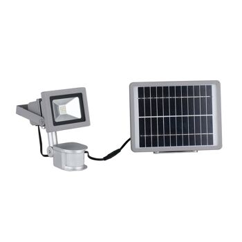 Projecteur d'extérieur Elios en aluminium argenté, avec panneau solaire inclus et détecteur de mouvement réglable intégré-LED-ELIOS-SOLAR 2