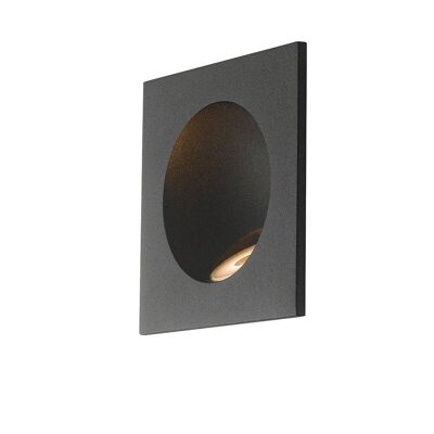 Onyx-Aluminium-Stufenleuchte mit geprägter schwarzer oder weißer Oberfläche und 2-W-COB-LED. Erhältlich in quadratischer oder runder Form-INC-ONYX-R1 BLACK