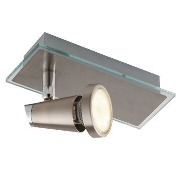 Spot LED MIAMI en métal finition nickel brossé avec cadre transparent, lumières réglables et ampoules incluses-SPOT-MIAMI-01 1