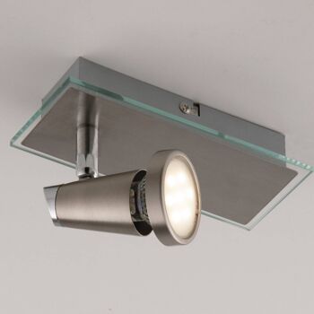 Spot LED MIAMI en métal finition nickel brossé avec cadre transparent, lumières réglables et ampoules incluses-SPOT-MIAMI-01 2