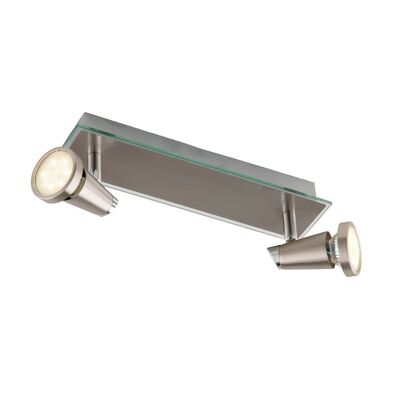 Spot LED MIAMI in metallo con finitura in nichel spazzolato con con cornice trasparenti, luci orientabili e lampadine incluse-SPOT-MIAMI-02