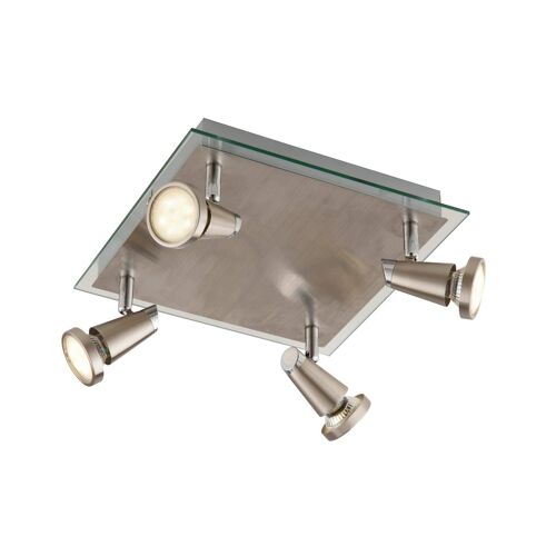 Spot LED MIAMI in metallo con finitura in nichel spazzolato con con cornice trasparenti, luci orientabili e lampadine incluse-SPOT-MIAMI-PL4
