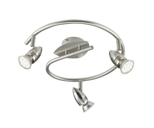 Spot LED Sunny 3W in metallo con finitura in nichel spazzolato con luci orientabili, lampadine incluse-SPOT-SUNNY-S3