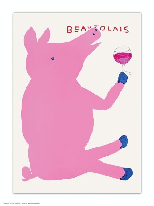 Postcard - Funny A6 Print - Funny Beaujolais Pig