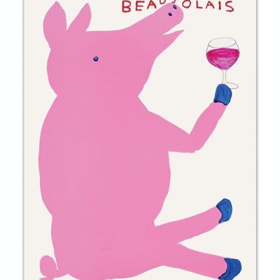 Postkarte - Lustiger A6-Druck - Lustiges Beaujolais-Schwein
