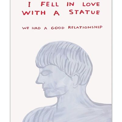 Postkarte - Lustiger A6-Druck - Lustige Fell-In-Love-Statue