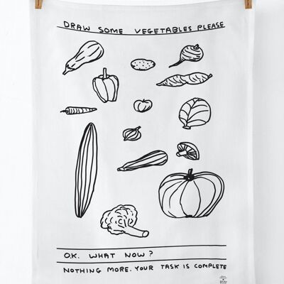 Tea Towel - Funny Gift - Draw Some Vegetables