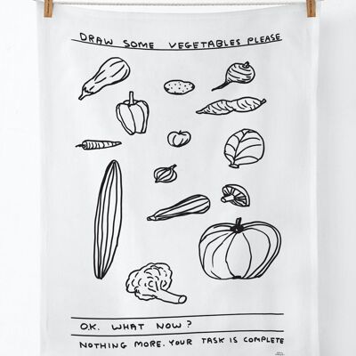 Tea Towel - Funny Gift - Draw Some Vegetables